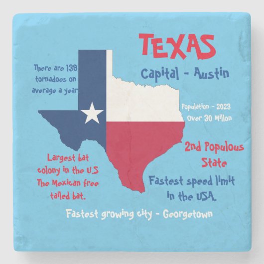 Texas Marble Stone Untersetzer Phantastisch Fakten (Vorderseite)