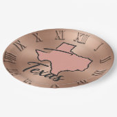 Texas Minimalist Copper Map Pappteller (Schrägansicht)