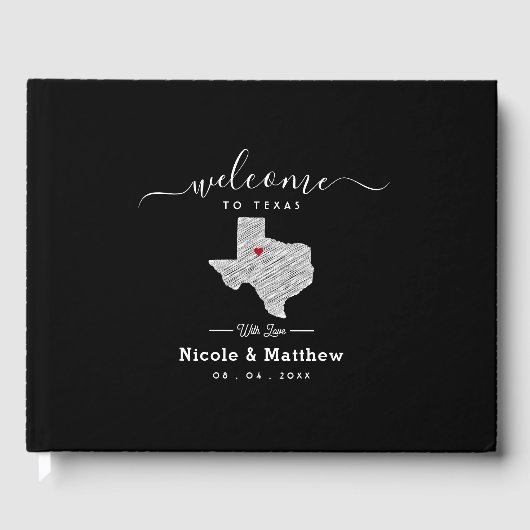 Texas Minimalistisch Texan Map Wedding Willkommen Gästebuch (Vorderseite)