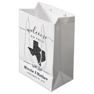 Texas Minimalistisch Texan Map Wedding Willkommen Mittlere Geschenktüte