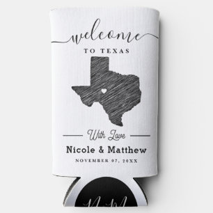 Texas Minimalistisch Texan Map Wedding Willkommen Selters Dosenkühler