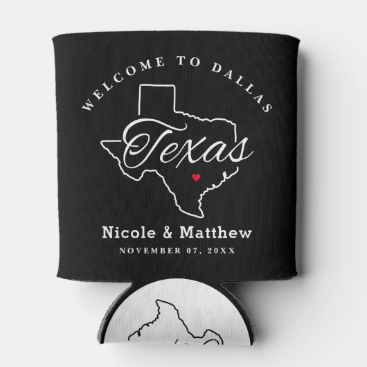 Texas Minimalistisch Wedding Welcome Dosenkühler (Rückseite)