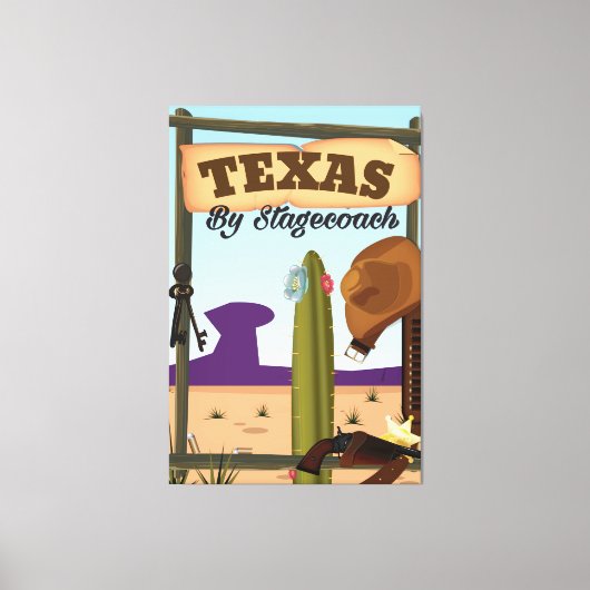 Texas mit der Postkutsche Leinwanddruck (Vorderseite)