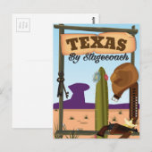 Texas mit der Postkutsche Postkarte (Vorne/Hinten)
