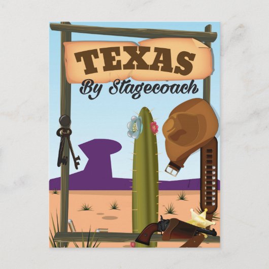 Texas mit der Postkutsche Postkarte (Vorderseite)
