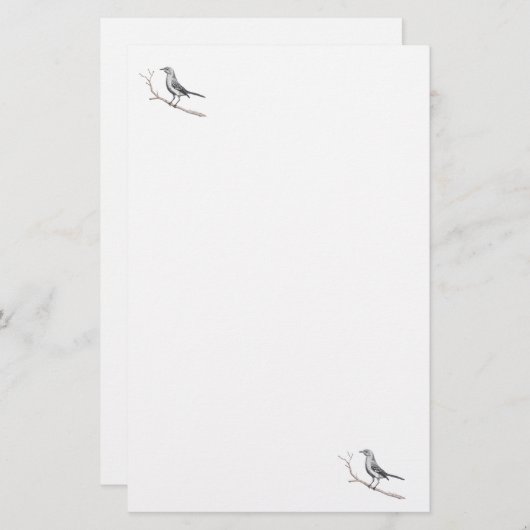 Texas Mockingbird Stationery Briefpapier (Vorne/Hinten)