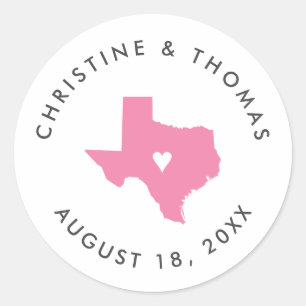 Texas Monogram Gastgeschenk Hochzeit Tag Runder Aufkleber