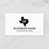 Texas Monogram Logo Schlicht Minimalistisch Visitenkarte (Vorderseite)