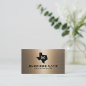 Texas Monogram Logo Stilvolle Bronze Texture Visitenkarte (Stehend Vorderseite)