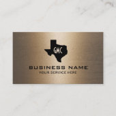 Texas Monogram Logo Stilvolle Bronze Texture Visitenkarte (Vorderseite)