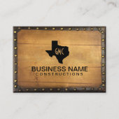 Texas Monogram Logo Vintag Leder & Holz Visitenkarte (Vorderseite)