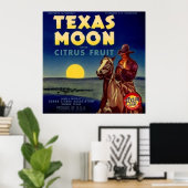 Texas Moon Citrus Fruchtkäfige Etikett Poster (Heimbüro)