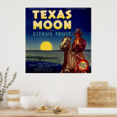 Texas Moon Citrus Fruchtkäfige Etikett Poster (Küche)