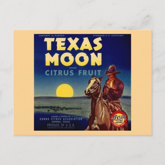 Texas Moon Citrus Fruchtkäfige Etikett Postkarte (Vorderseite)