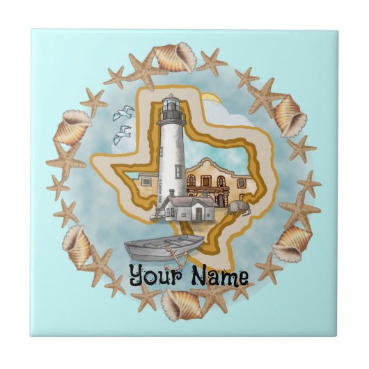 Texas Muscheln Lighthouse Tile Fliese (Vorderseite)