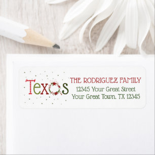 Texas-Musterbuchstaben und Weihnachtsstern-Kranz