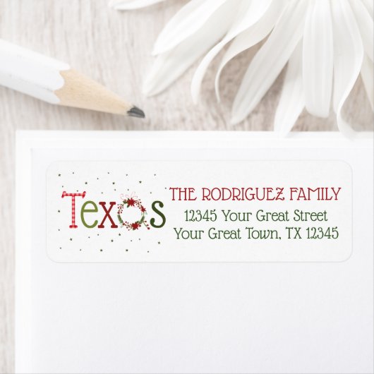 Texas-Musterbuchstaben und Weihnachtsstern-Kranz (Insitu)