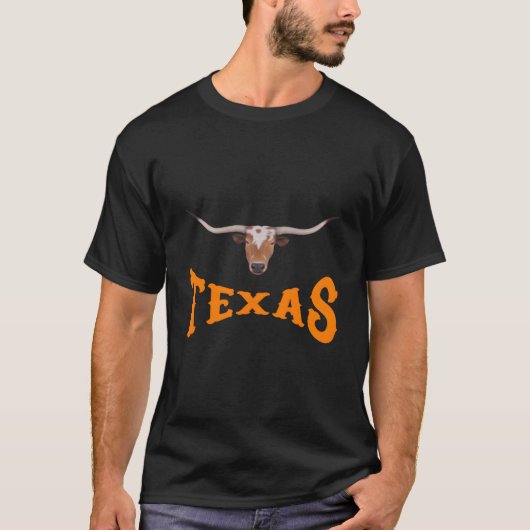 Texas Name mit dem Kopf der Longhorn SA T-Shirt (Vorderseite)