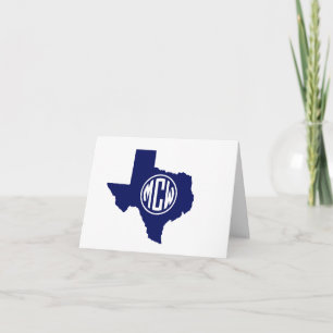 Texas Navy White Preppy Circle Monogram DIY BG Dankeskarte