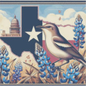Texas Northern Mockingbird und Bluebonnet Blume Aufkleber (Vorderseite)
