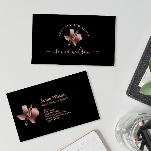 Texas Notary Loan Signing Agent Moderne Typografie Visitenkarte