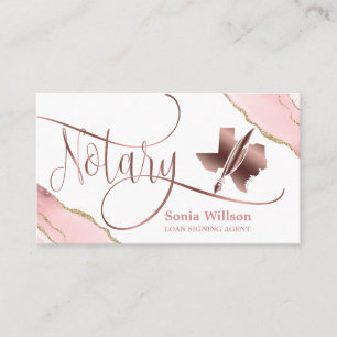 Texas Notary Loan Signing Agent Modernes Blush Pin Visitenkarte