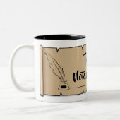 Texas Notary Public Scroll Feather Quill Zweifarbige Tasse (Links)