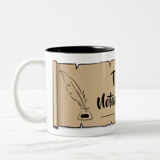 Texas Notary Public Scroll Feather Quill Zweifarbige Tasse (Links)