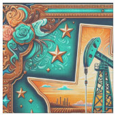 Texas Oil Gas Drilling Pump Jack Fabric Stoff (Nahaufnahme)