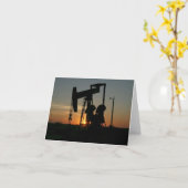 Texas Oil Pumpjack Silhouette bei Sunset Karte (Gelbe Blume)