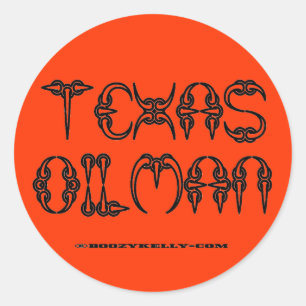 Texas Oilman, Ölfeldröster, Ölringe, Derricks Runder Aufkleber