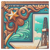 Texas Öl Gas Derrick Leder Druckgrenze Stoff (Nahaufnahme)