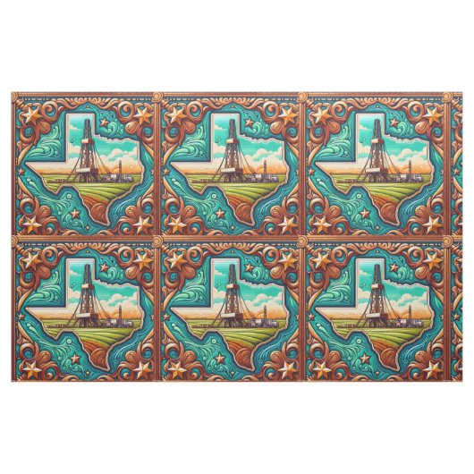 Texas Öl Gas Derrick Leder Druckgrenze Stoff (Fat Quarter (45,7 x 55,9 cm))