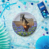 Texas-Öl-Pumpen-Jack am Sonnenuntergang auf Pappteller (Party)