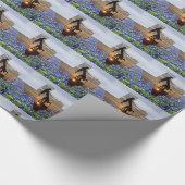 Texas Ölpumpen Jack bei Sonnenuntergang auf Bluebo Geschenkpapier (Ecke)