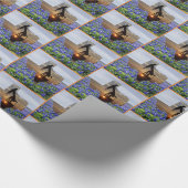 Texas Ölpumpen Jack bei Sonnenuntergang auf Bluebo Geschenkpapier (Ecke)