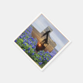 Texas Ölpumpen Jack bei Sonnenuntergang auf Bluebo Serviette (Ecke)