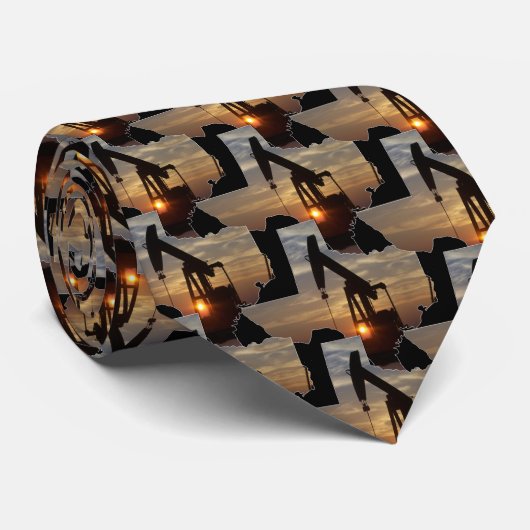 Texas Ölpumpen Jack bei Sonnenuntergang Krawatte (Gerollt)