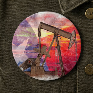 Texas-Ölpumpstation: Lone Star State Heritage Art Button
