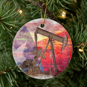 Texas-Ölpumpwerk: Lone Star State Heritage Art Keramik Ornament