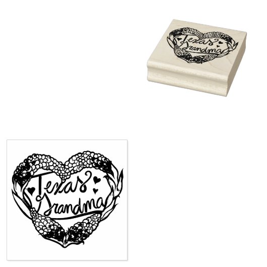 Texas Oma Texas Bluebonnets Herz Gummistempel (Stempel)