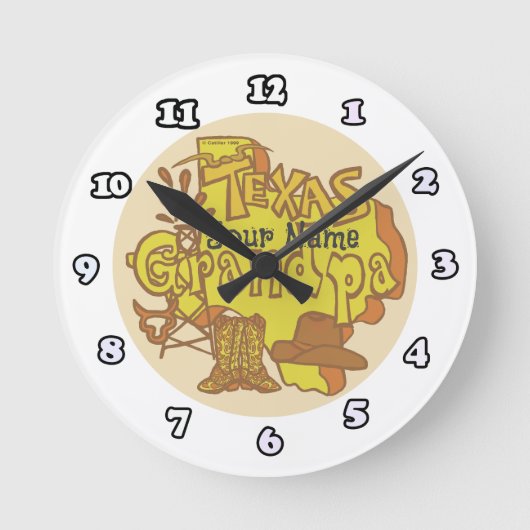Texas Opa-Uhr Runde Wanduhr (Vorderseite)