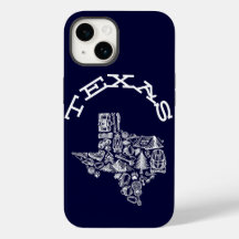 Texas Phone Cover Navy Blue Hand Sketch Style