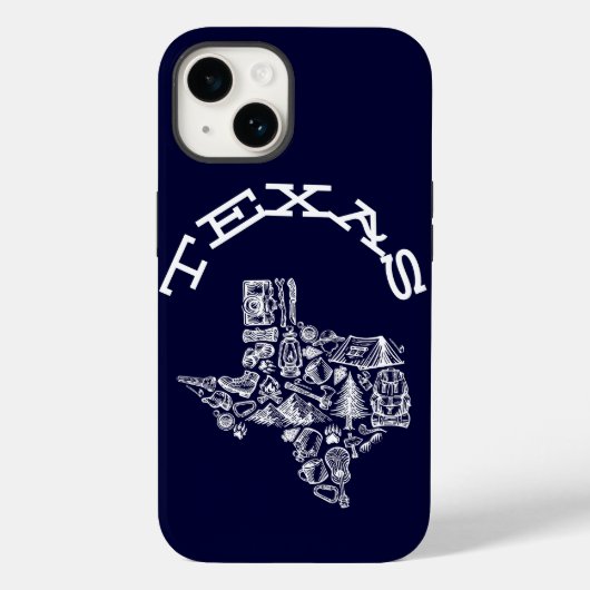Texas Phone Cover Navy Blue Hand Sketch Style (Rückseite)