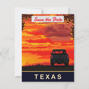 Texas, Pickup-Track-Fahrt bei Sonnenuntergang,  Save The Date