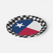 Texas Plate, Büffel kariert USA & Texas Flag Pappteller (Schrägansicht)
