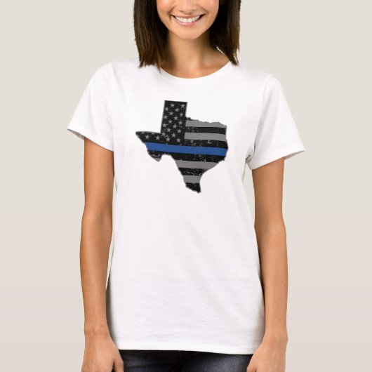 Texas-Polizeibeamte verdünnen Blue Line T-Shirt (Vorderseite)