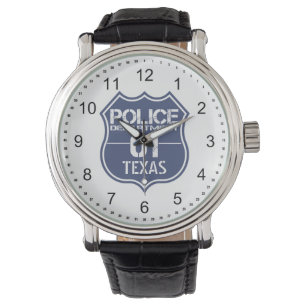 Texas-Polizeidienststelle-Schild 01 Armbanduhr