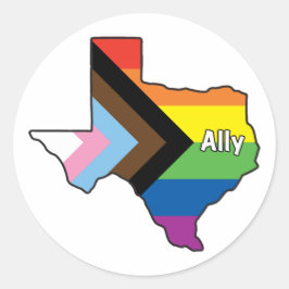 Texas Pride Ally Runder Aufkleber