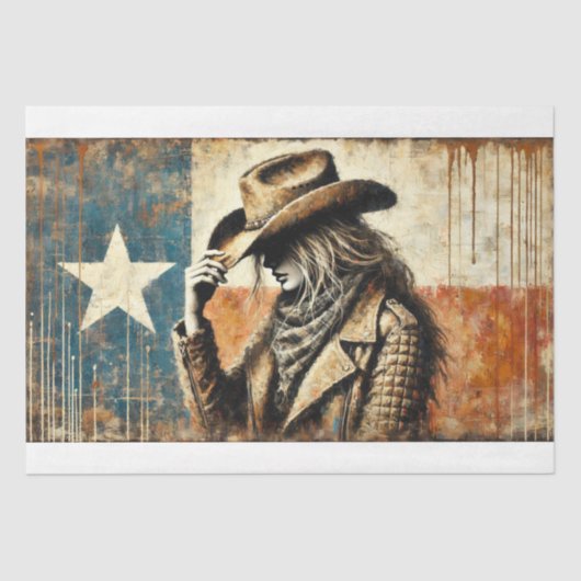 Texas Pride Cowgirl Decoupage Seidenpapier (Vorderseite)
